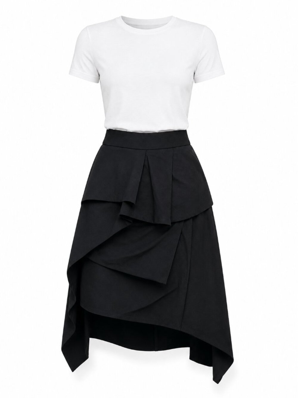 Valery Kovalska Black Asymmetrical Layered Midi Skirt Avant Garde Size 8